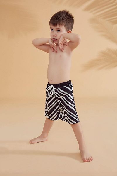 Neva Style Black Striped Boy's Shorts B2361S