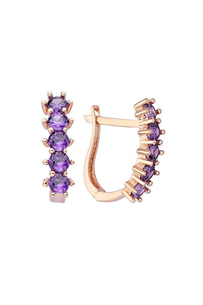 Argentum Concept Mor Sıra Taşlı 925 Ayar Gümüş Küpe - 12111301