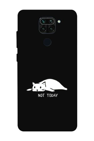 frondcase Redmi Note 9 Not Today Kedi Siyah Telefon Kılıfı