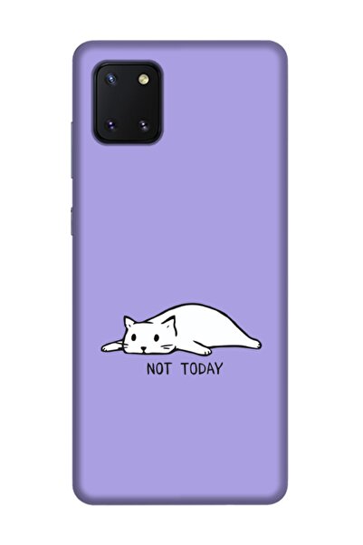 frondcase Samsung Note 10 Lite Not Today Kedi Lila Telefon Kılıfı