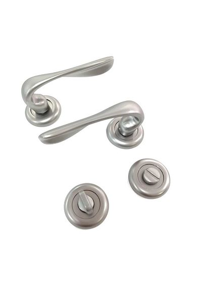 ARON NEW LUXURY SOFIA HANDLE STAINLESS (MATTE SMOKED) ROUND BADGE (BATHROOM-WC) DOOR HANDLE