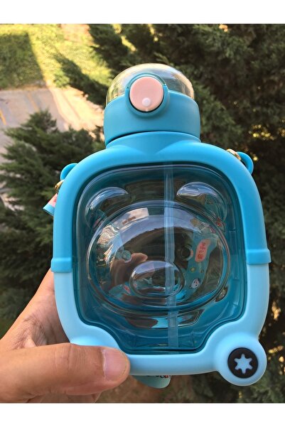 MİSSCAFE Motivasyonel Sevimli Ayı Görünümlü Çocuk Suluk 1000 ml Matara Suluk ...