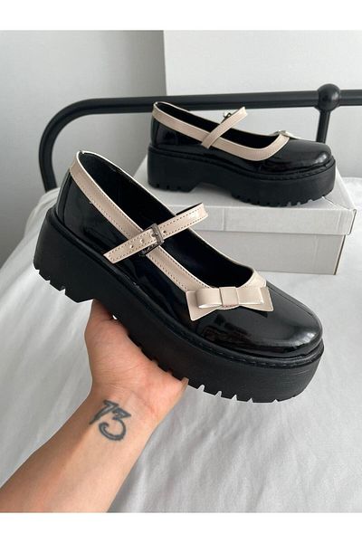 Planet Butik Stripe Bow Oxford Shoes