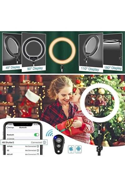 SMAYLİNG 10 Inç 26 Cm Rgb Işıklı Tripod Çok Renkl Led 210 Cm Tripot Youtube Tiktok Işığı Ve Bluetooth Kumanda
