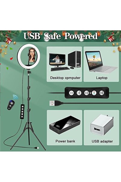 SMAYLİNG 10 Inç 26 Cm Rgb Işıklı Tripod Çok Renkl Led 210 Cm Tripot Youtube Tiktok Işığı Ve Bluetooth Kumanda