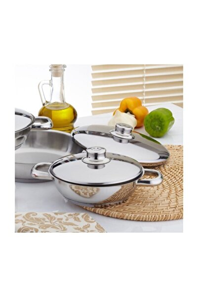 gülsan Steel Omelette Set 3 Pieces with Steel Lid 16/18/20cm