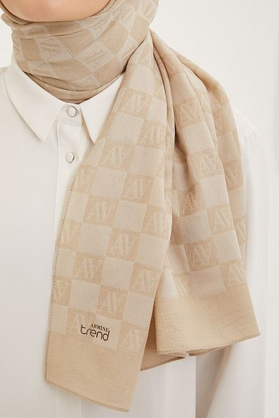 Armine Trend Ultra Light A Logo Shawl Cream Mink