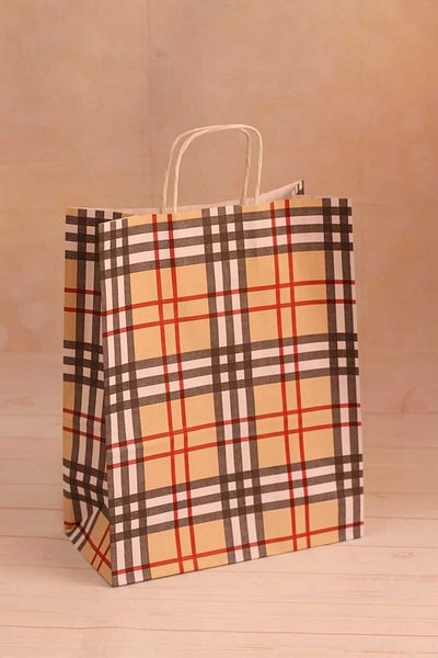 demontecraft Checkered Pattern Burberyi Gift Bag Gift 25x12x31 (5PCS)