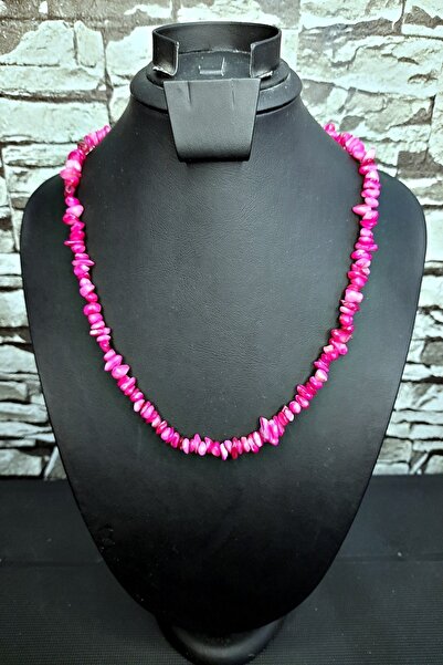 Kusakli Fuchsia Mother of Pearl Natural Stone Necklace