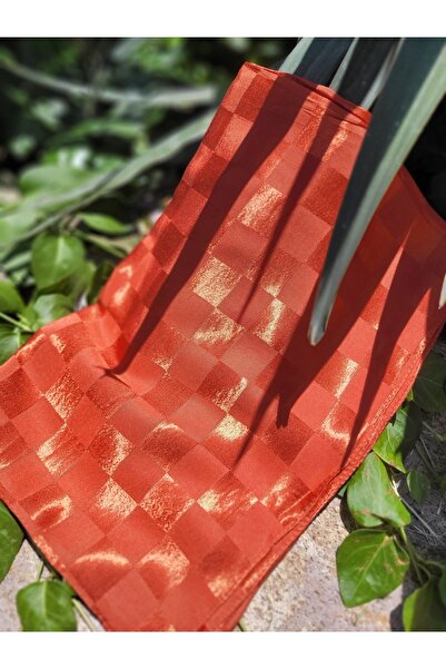 FRESCO SCARFS Γυναικεία Hijab Μεταξένιο Βαμβακερό Ζακάρ Φωτεινό σάλι με μοτίβο σκακιέρας*πορτοκαλί