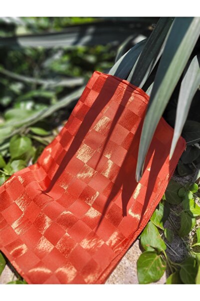 FRESCO SCARFS Γυναικεία Hijab Μεταξένιο Βαμβακερό Ζακάρ Φωτεινό σάλι με μοτίβο σκακιέρας*πορτοκαλί