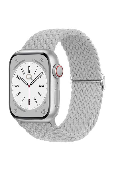 Quse سوار شبكي قابل للتعديل 42 مم - 41 مم - 40 مم - 38 مم متوافق مع ساعة Apple SE/10/9/8/7/6/5/4/3 - أبيض لؤلؤي