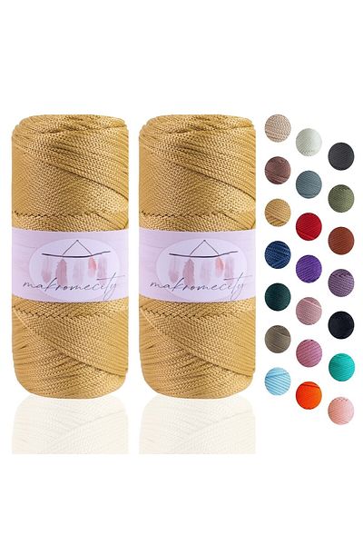 Makromecity Premium 200 Gr 230m Πολυεστέρας Μακραμέ Σχοινί Μουστάρδα 2mm Supla Σχοινί και Κλωστή Τσάντας (2x100 γραμμάρια)