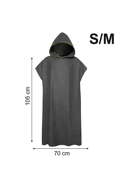 MORDRY Unisex Hooded Microfiber Surf Poncho, Wearable Towel, Portable Cabin, Gray