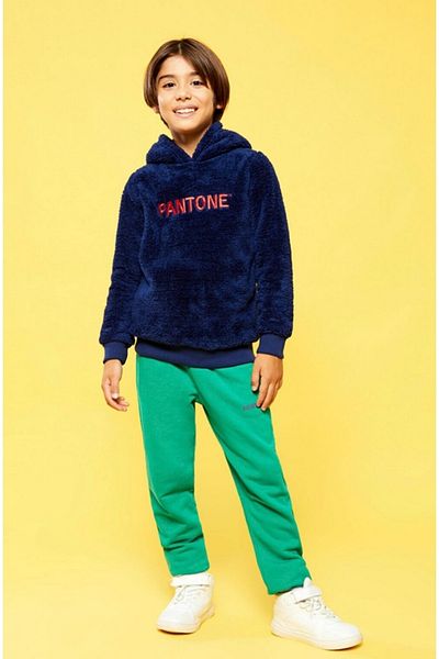 Pantone Hooded Embroidered Long Sleeve Unisex Kids Sweatshirt