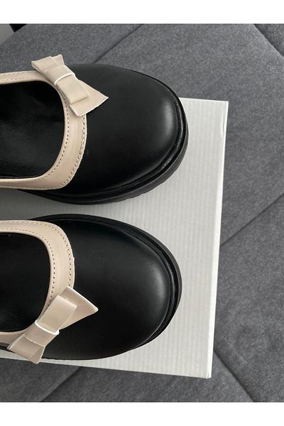 Planet Butik Stripe Bow Oxford Shoes Matte