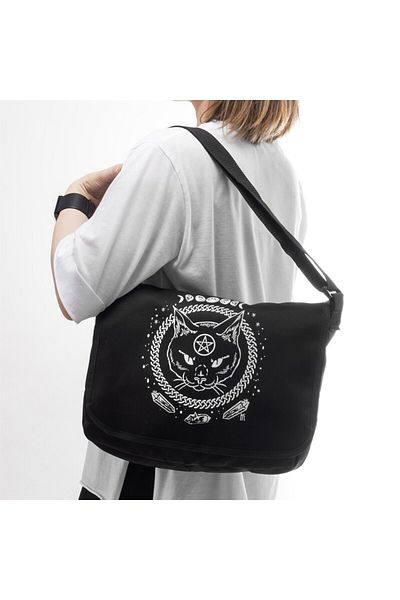 Gofeel Geantă unisex cu imprimeu Daylight Gothic Cat