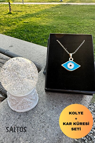 Saltos Nazar Boncuğu Göz Kolye Kar Küresi Turkuaz Gold Kolye Küre Doğum Günü ...