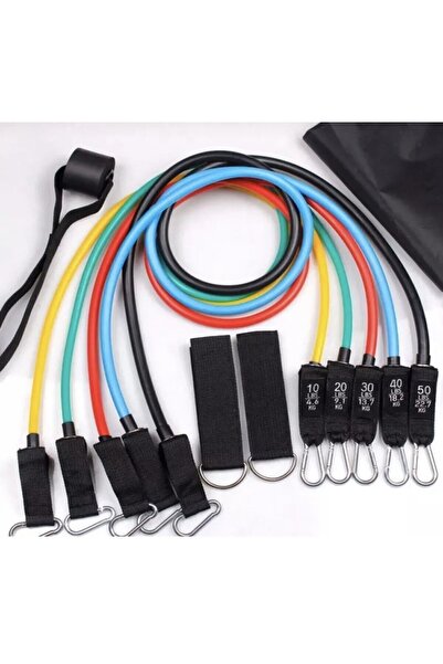 CKSpor 11 Parça Latex Kademeli Direnç Lastigi Seti Kapi Arkasi Direns Bandi