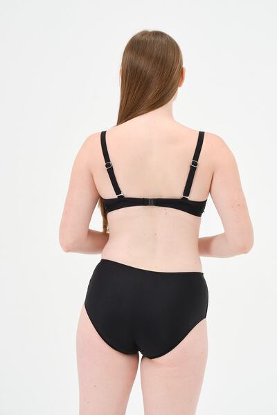 vawensea Women's Solid Color Underwire High Waist Bikini Set Black (with Breast Pad)