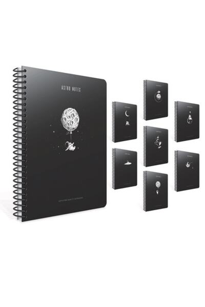 Gıpta مجموعة دفاتر ملاحظات أسترو نوت A4، 60 ورقة، 2 مربعات، 2 مسطر، غلاف من الورق المقوى، حلزوني (4 قطع)