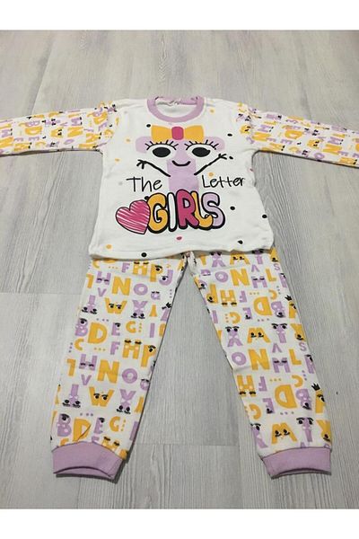 Süpermini Alphabet Patterned 2-Piece Pajama Set for Girls Ages 4-6 - 53-50-23