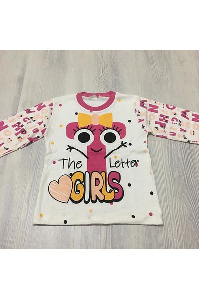 Süpermini 66-50-23 Alphabet Patterned 2-Piece Pajama Set for 4-6 Years Old Girls