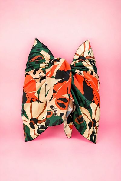 pistore Green Cream Flower and Leopard Print Short Pareo Satin Women's Beach Dress New Season