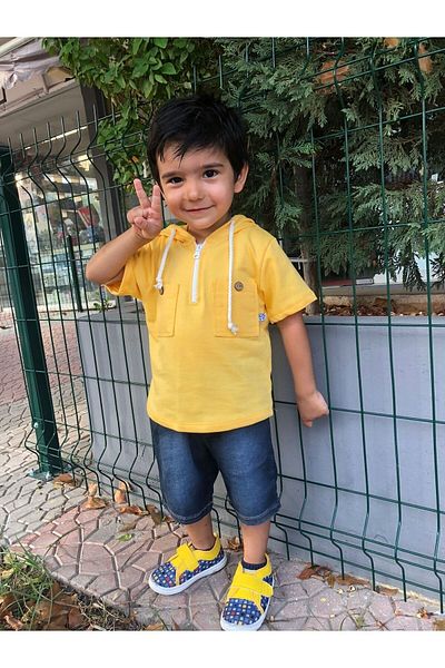 Novy Baby Short Sleeve Hooded Boy's 2-Piece Set with Jeans - Age 3-6 - 2093