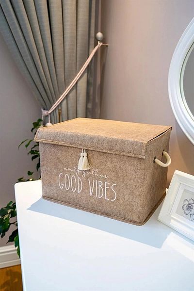 Emir-AYDIN 2 Pieces Multi-Purpose Mini Box with Felt Lid Storage Box 35x24x24 Cm