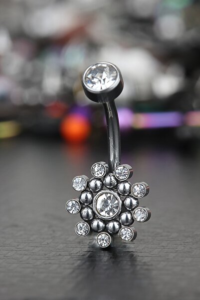 depozoom Yeni Sezon 316L Cerrahi Çelik Zirkon Taş Göbek Piercing