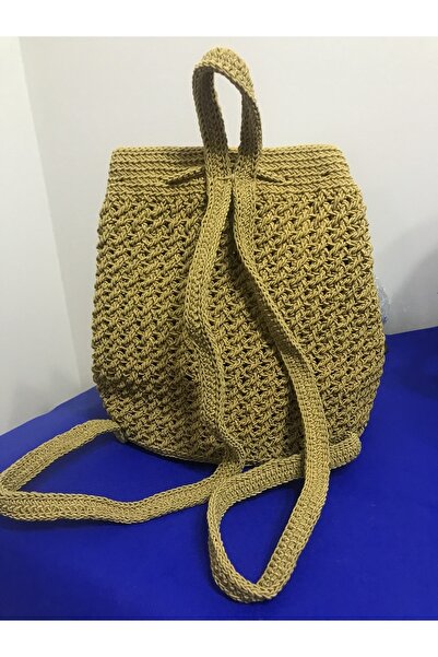 Ariestasarım El Örgüsü Sarı Sırt Çantası