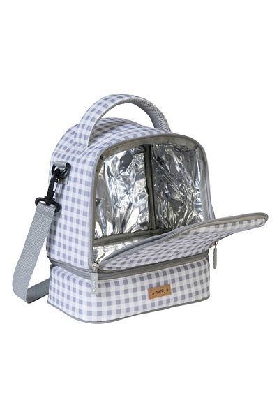 saro Thermal / Insulated Lunch Box Gray Checked