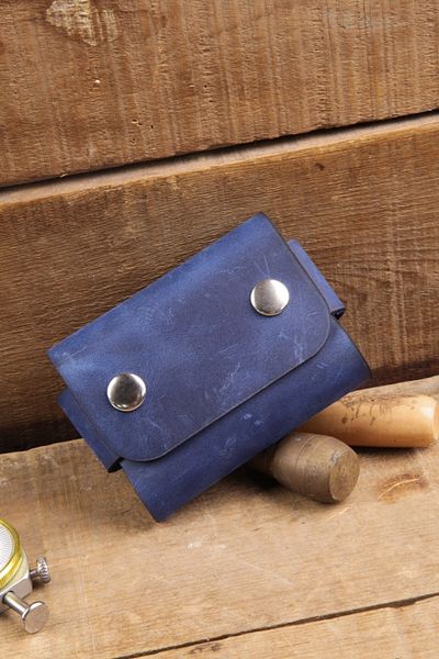 New Coast Leather 1900's Γνήσιο Δερμάτινο Χειροποίητο Μπλε Κάρτα