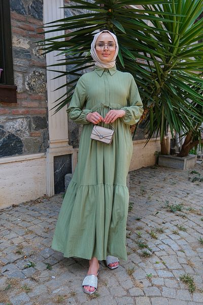 LOCCO Waist Frosted Dress Mint Green
