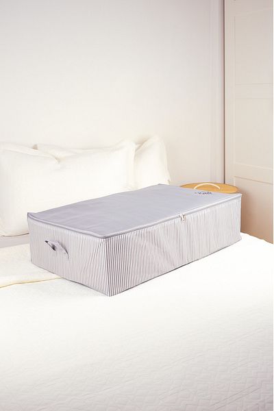 Textile sweet Mega Size Gray Striped Under Base Organizer 74x46x22