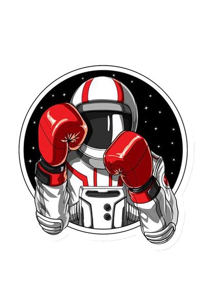 MegaSticker Boxer Astronaut Autocolant pentru mașină, motocicletă, cască, laptop, sticlă 13x12 cm