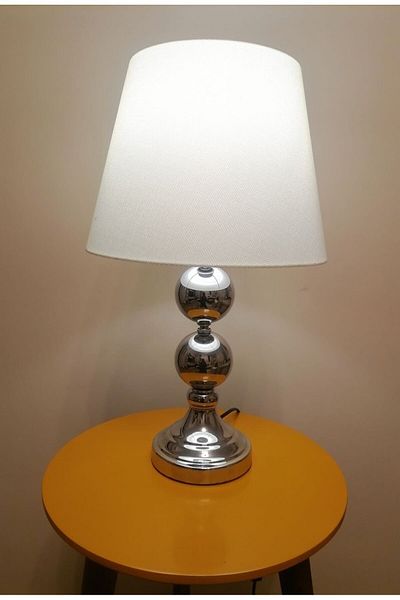 RİOLİGHT RETRO16 Rustic Vintage Chrome Body Sand - Headboard 1XE27 Lampshade