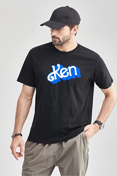 Rokeby Tricou negru oversize pentru bărbați, din bumbac, cu imprimeu Ken