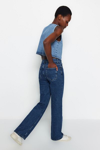 Trendyol Collection Dark Blue High Waist Comfort Wide Leg Jeans TWOAW24JE00069