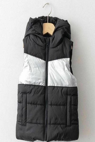 LC Waikiki Vestă puf pentru fete cu glugă Color Block (W1)