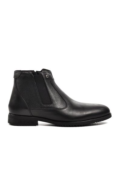 Pierre Cardin 1196063-24K Μαύρες ανδρικές μπότες από γνήσιο δέρμα με φερμουάρ