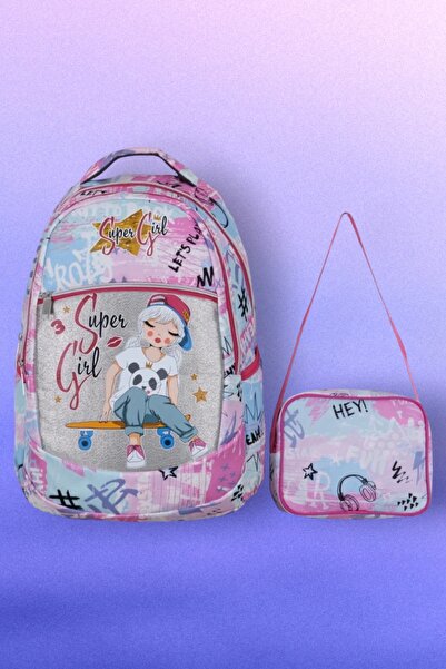 Uniquerrs Детска чанта за училище с мотиви от Super Girl за момичета, комплек...
