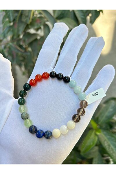 Asya Gems 8 mm Sphere Cut Scale Sign Natural Stone Bracelet