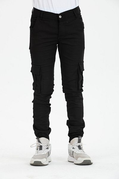 EMPİRES MODA Boy's Black Rubber Leg Cargo Pants