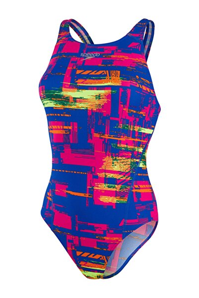 SPEEDO WOMEN'S TRAINING SWIMS RIBK 1PCE AF BLK/YLLW 8-11717F333 YZM UK SIZE