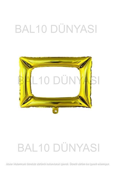 BAL10 DÜNYASI Frame Foil Balloon Gold Color 64x70 cm