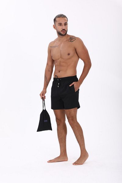 Whitefin Stretch Black Swim Shorts