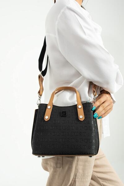 Just Polo Siyah Taba Kolon Askı Mini Boy 4 Bölmeli Kadın El ve Omuz Çantası 2...
