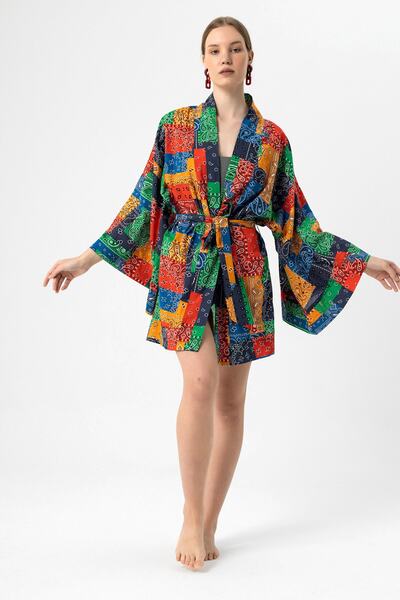 Jadeandmate Indian Kısa Kimono